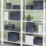 Boîte de rangement en tissu, taille S, set de 2, gris – Image 6