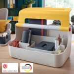 Boîte de rangement portable Cosy, gris clair/jaune – Image 3