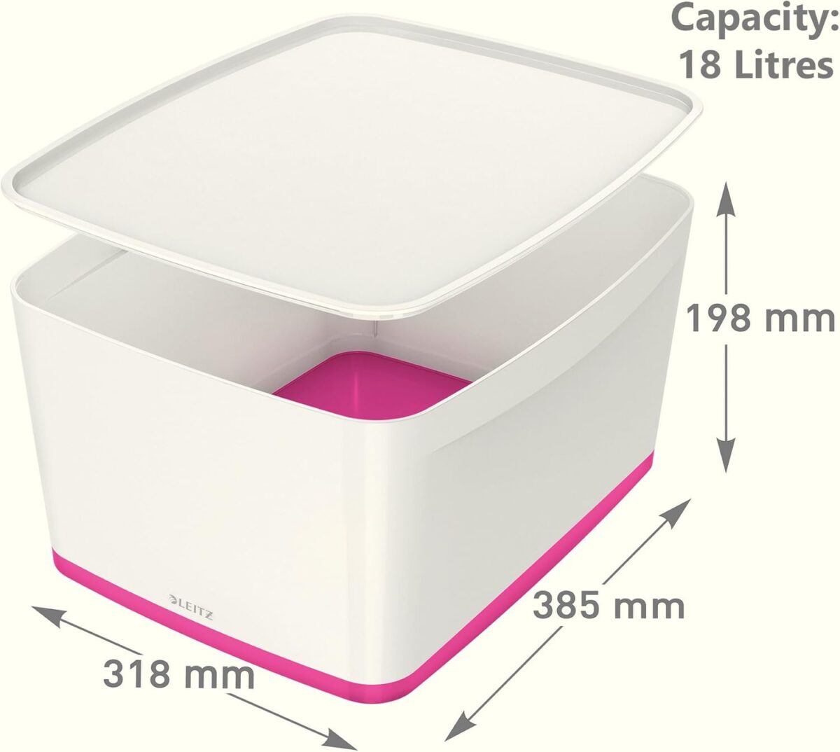 Caisse de rangement My Box, 18 litres, blanc / rose – Image 2